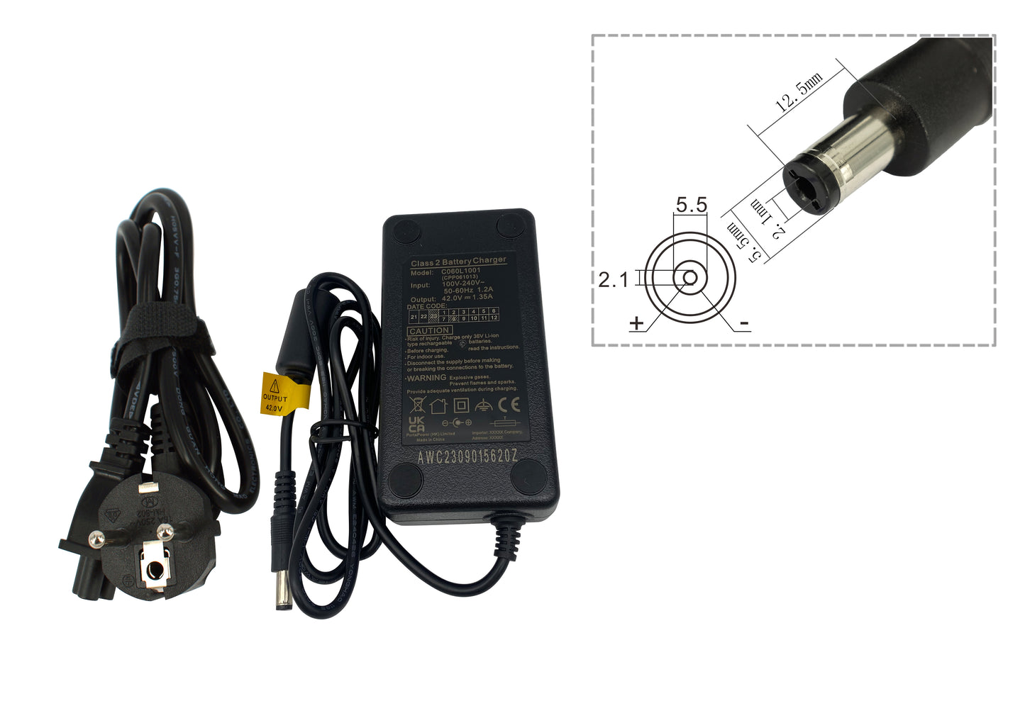 36V 1.35A Adapter Charger For Electric Bike