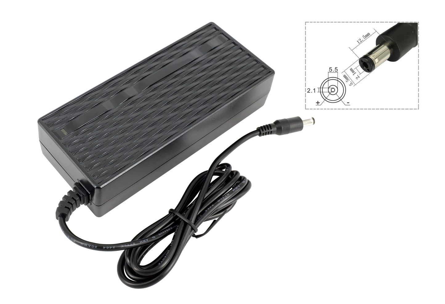 High-quality e-bike charger 36V 2.0A for batteries from Ansmann, Kalkhoff, Montana, Union, Victoria, Prophete, LLOBE and much more (DC 5.5×2.1mm)