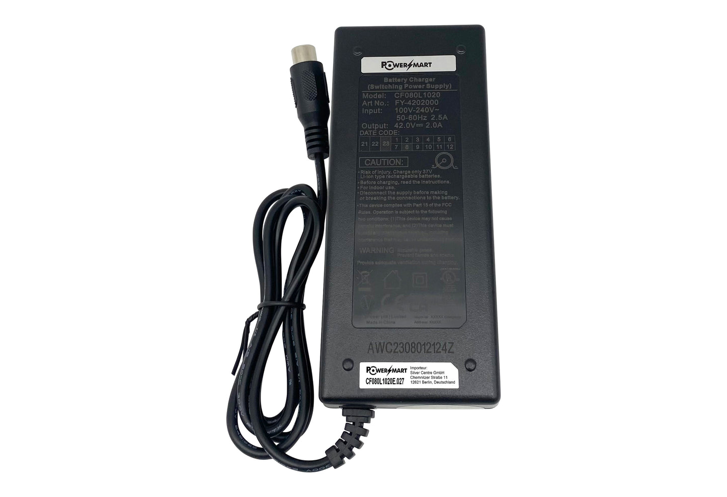 Charger for Wayscrall ebike batteries 36V / 2A (Lotus/RCA plug)