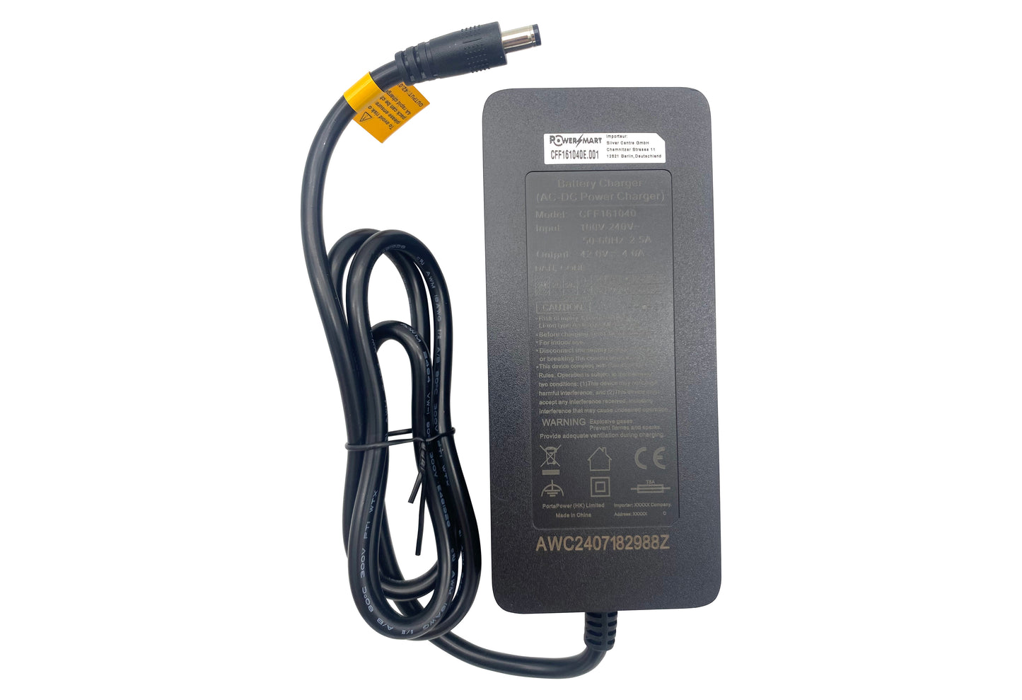 42V 4A GaN Charger for 36V Li-Ion Ebike Battery, DC 5.5*2.1mm plug