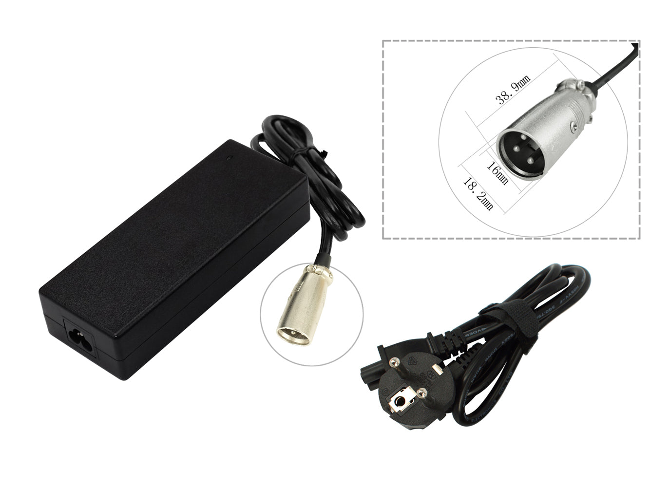 48V 2A XLR 3-pin Charger for ebike batteries