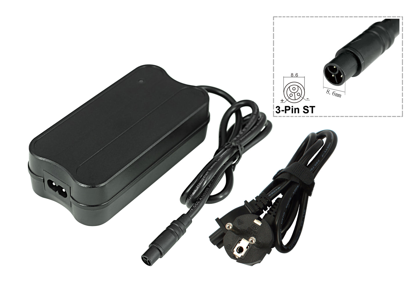 36V E-Bike Battery Charger with 3-Pin ST Plug for Qwic Premium and Urban in-frame (downtube) bicycle batteries