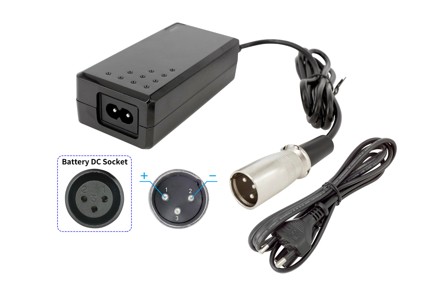 2A 29.4V Charger for 24V Ebike Batteries with XLR-3 connector