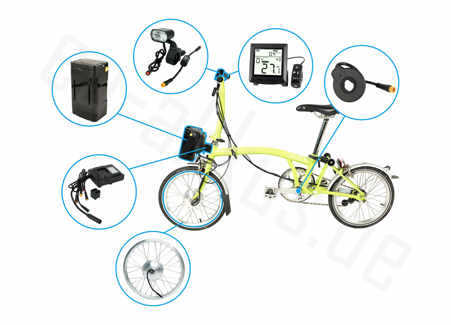 DIY Conversion Kit for Brompton Folding Bike 36V 8.7Ah/313.2Wh