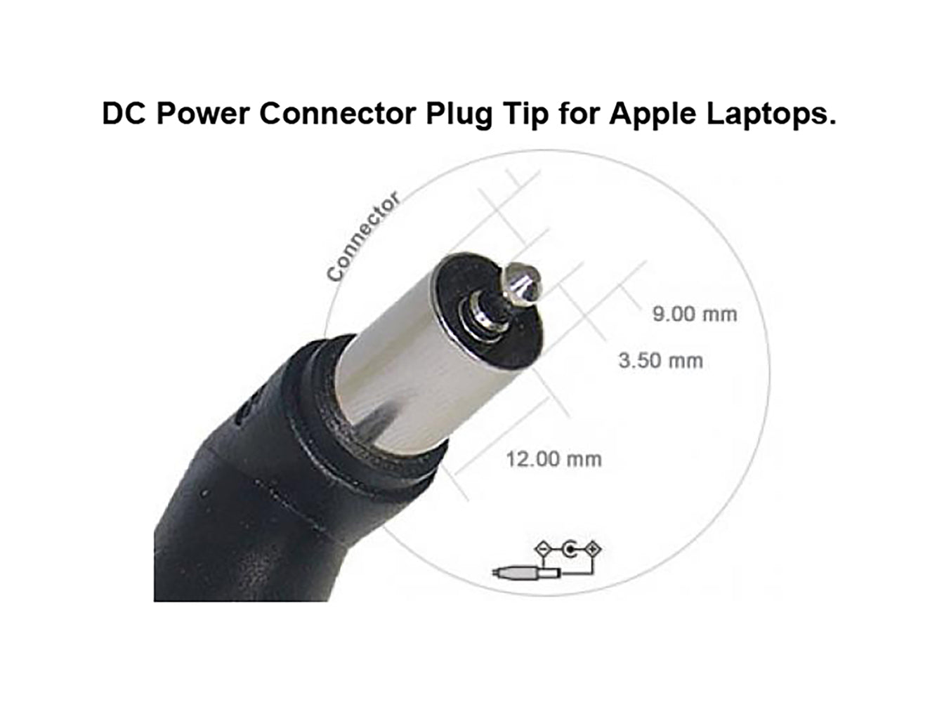 DC Power Connector Adapter for Apple (9.0 x 3.5mm) with 5.5 x 2.5mm Female Jack