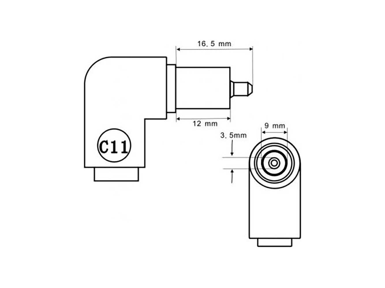 DC Power Connector Adapter for Apple (9.0 x 3.5mm) with 5.5 x 2.5mm Female Jack