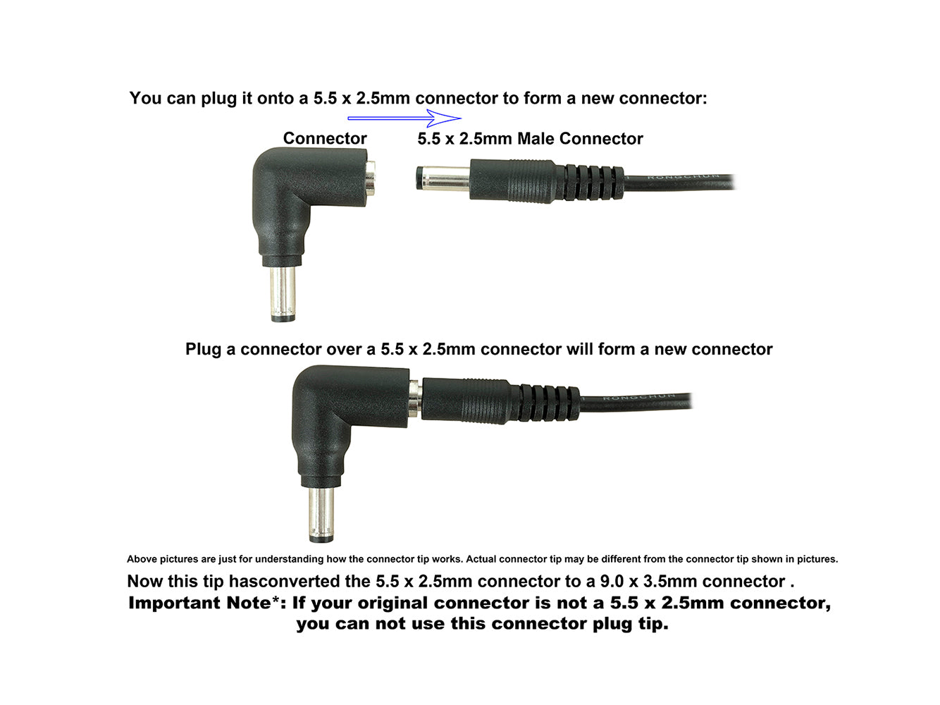 DC Power Connector Adapter for Apple (9.0 x 3.5mm) with 5.5 x 2.5mm Female Jack