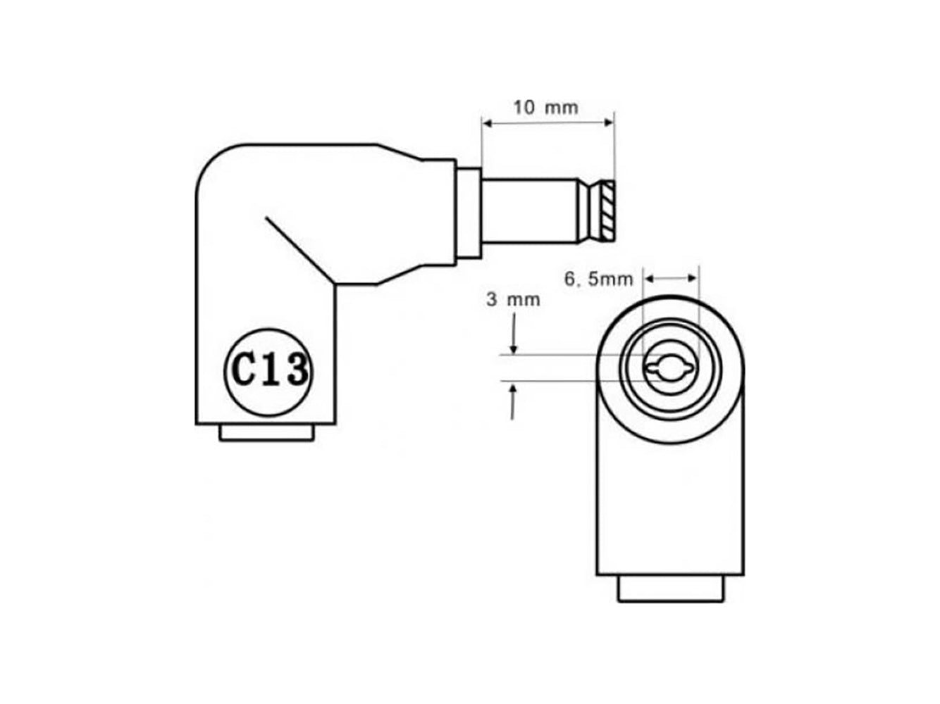 C13 DC Power Connector Plug Tip - 6.5 x 3.0mm Male Connector with 5.5 x 2.5mm Female Jack