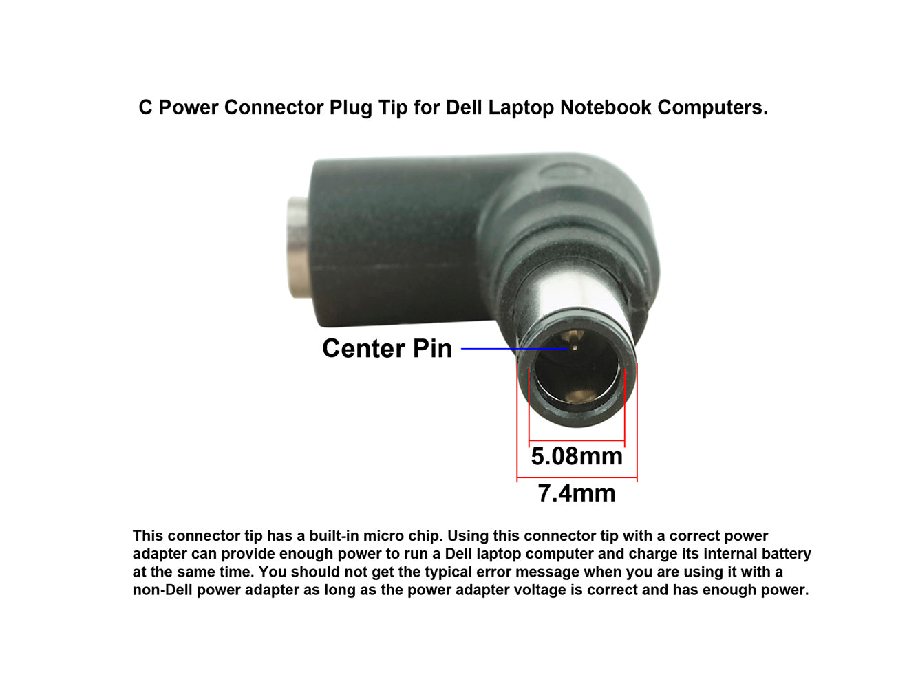 C27 DC Power Connector Tip (7.4 x 5.08mm) for Dell with Built-in Micro-Chip