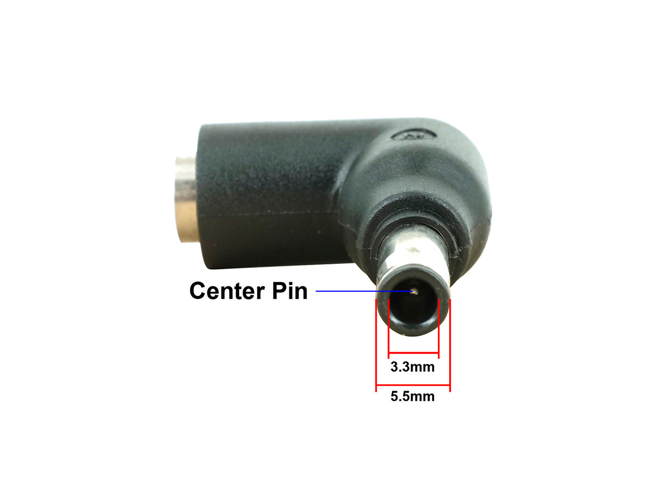 C2 Connector Tip - 5.5 x 3.3mm Connector with Center Pin Male Connector to 5.5 x 2.5mm Female Jack