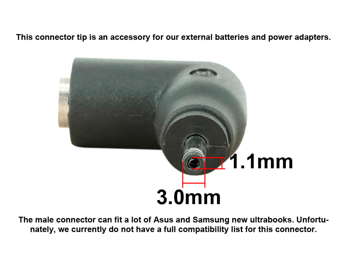 C31 Connector Tip - 3.0 x 1.1mm Male Connector to 5.5 x 2.5mm Female Jack