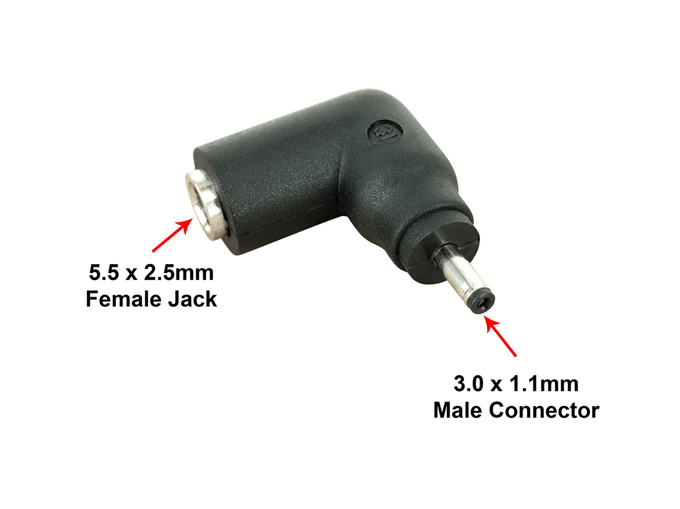 C31 Connector Tip - 3.0 x 1.1mm Male Connector to 5.5 x 2.5mm Female Jack