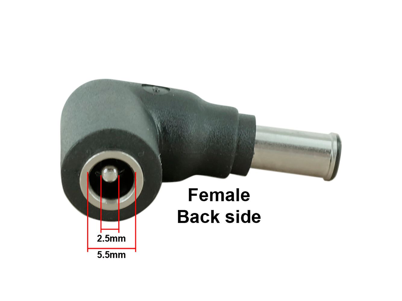 C6 DC Power Connector Tip - 6.5 x 4.5mm Male Connector with Center Pin to 5.5 x 2.5mm Female Jack