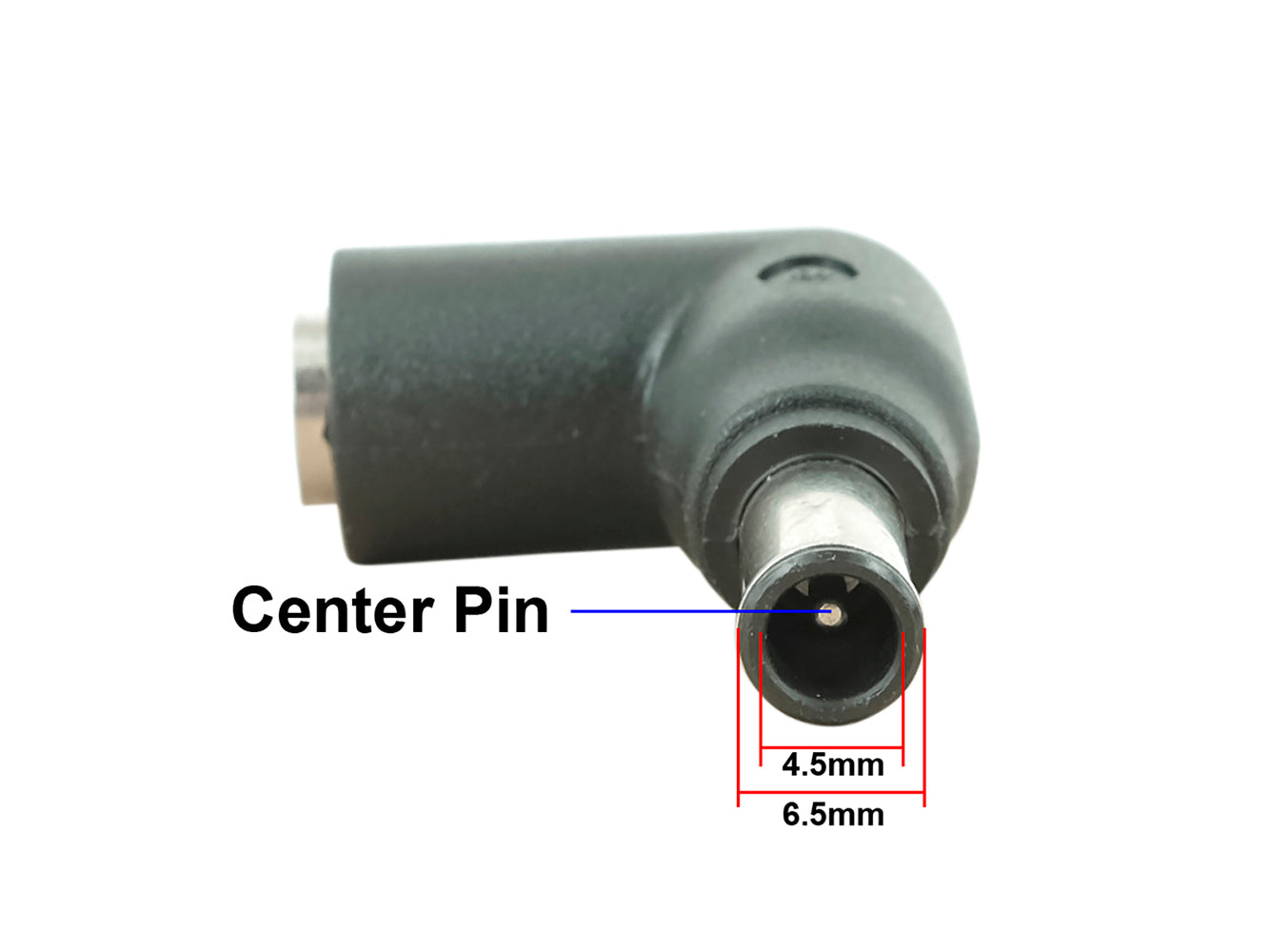 C6 DC Power Connector Tip - 6.5 x 4.5mm Male Connector with Center Pin to 5.5 x 2.5mm Female Jack