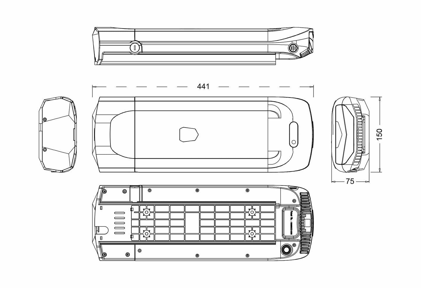 Gepäckträgerakku für Elektrofahrräder Li-Ion 36V - 7,8Ah/280,8Wh