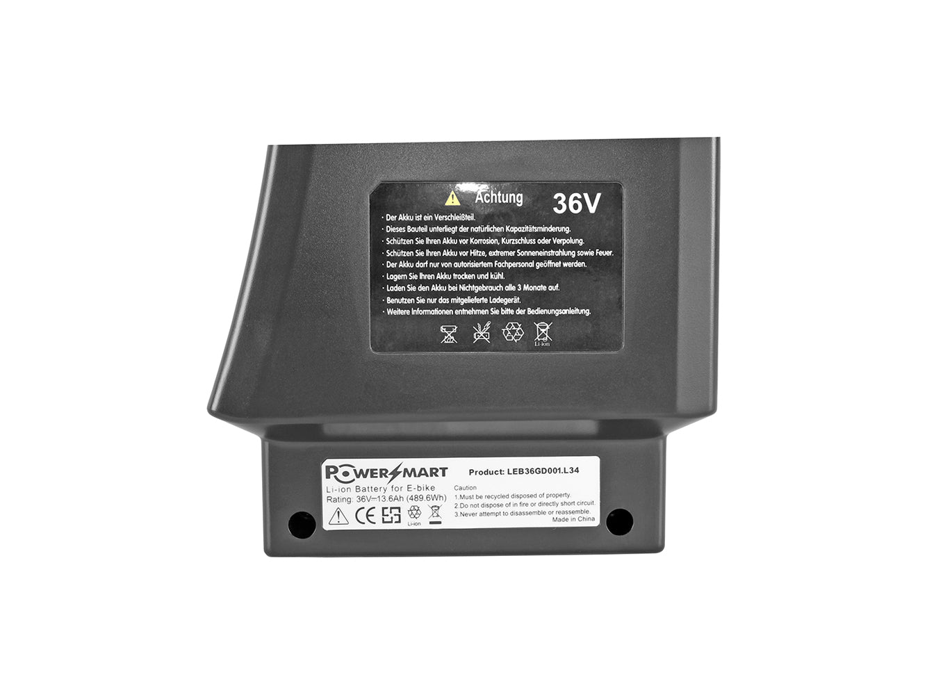 PowerSmart luggage rack battery YJ145 - 36V 14.5Ah (504Wh) - for e-bikes from Telefunken, F.lli Schiano and much more