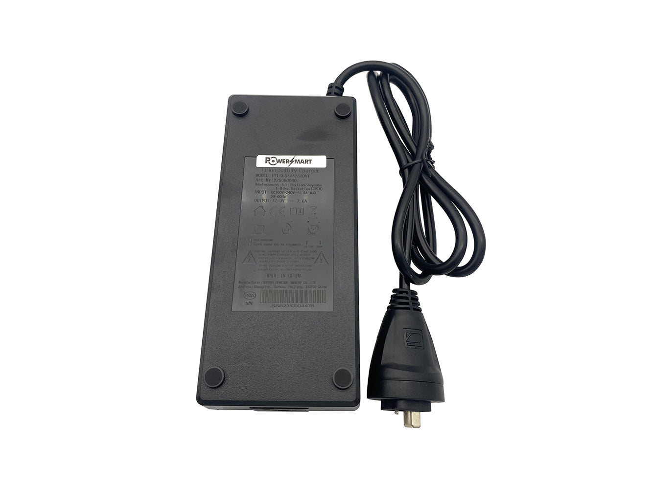 42V 2A Battery Charger For 36V Phylion E-Bike battery, 3-pin oval Phylion plug